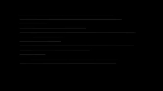 White Blinking Thick Bar Cursor Document Lines Animation Black Background 4K