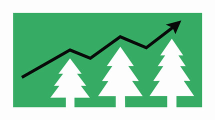 Fototapeta premium Green Environment Growth Concept with Pine Trees and Rising Arrow Vector Graphic