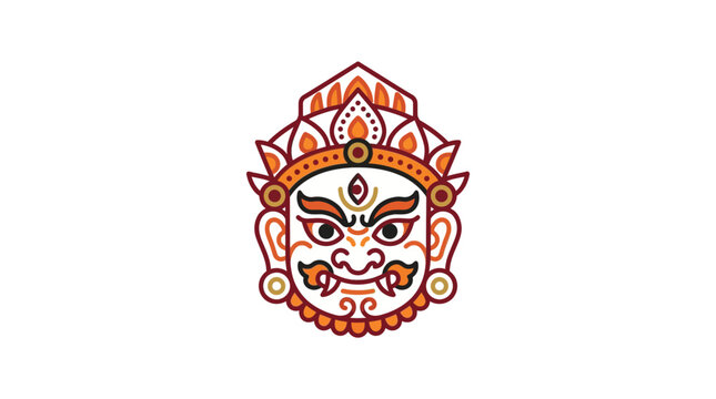 Traditional Nepalese Deity Mask Icon for Indra Jatra Festival