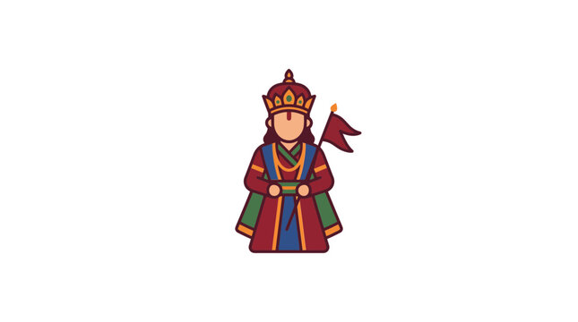 Flat Vector Illustration of Lord Indra for Nepal Festival