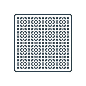 Minimalist vector icon representing a square pegboard grid