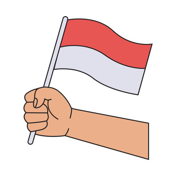 Hand Holding Flag Indonesia