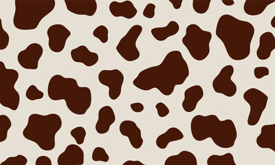 Fototapeta premium Seamless Cow Print Texture. Brown Animal Skin Vector Pattern ideal for packaging, branding, arm-themed graphics, farm house decor, apparel design. and fabric printing
