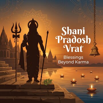 Shani Pradosh Vrat Riverside Sunset Festival Banner