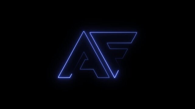 Glowing Blue Neon AF Letter Logo on Black Background
Futuristic Neon AF Monogram with Blue Glow, 
Modern AF Initials Neon Light Design