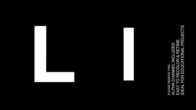 Letter L Educational Alphabet Animation for Preschool Kids with Alpha Channel, 4K