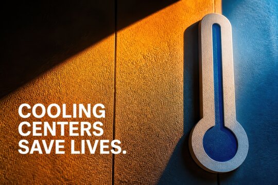 Cooling centers save lives heat safety campaign poster