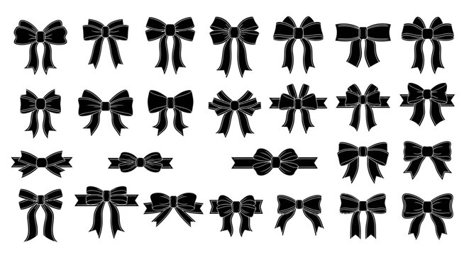 Black Bows in Various Styles and Sizes.
