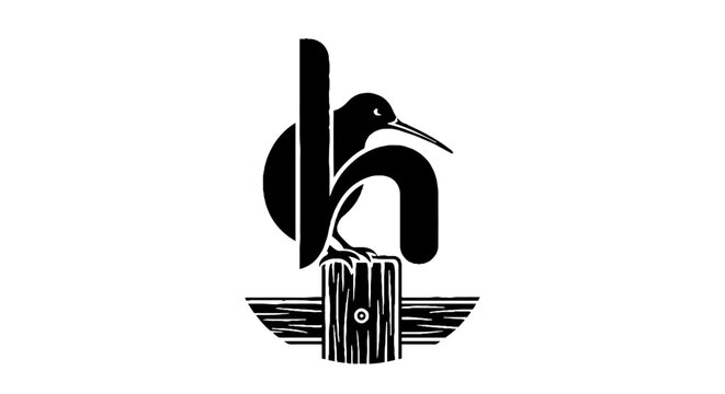 Stylized black and white bird logo design.