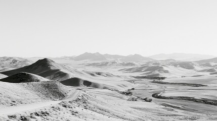 Fototapeta premium Black and White Desert Hills