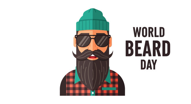 World Beard Day Hipster Man Character Illustration