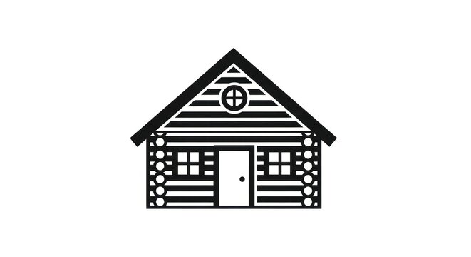 Log cabin house simple black icon.