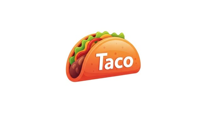 Taco food logo mexican cuisine symbol.