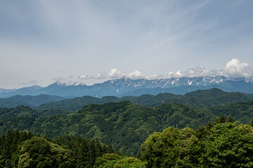 残雪の北アルプスの稜線　長野県小川村 © RATM