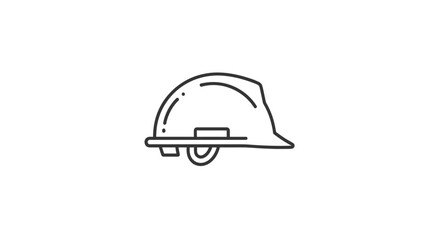 Fototapeta premium Minimalist hard hat icon for construction safety, industrial protection, and worker equipment line art graphic