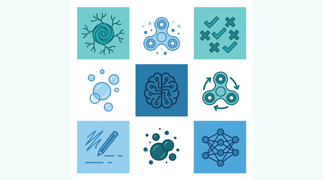 fidget spinner icons collection modern line art style digital vector illustration or abstract fidget spinner icons set minimalist monochrome design digital graphic art