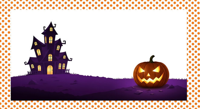 Halloween haunted house with jack o lantern
