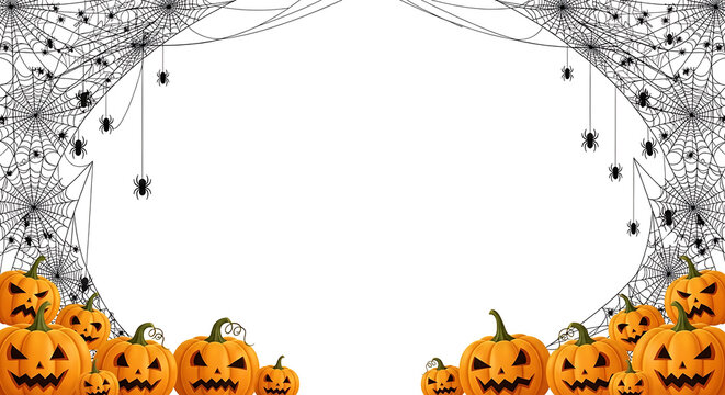 Halloween pumpkin border with smoke effect