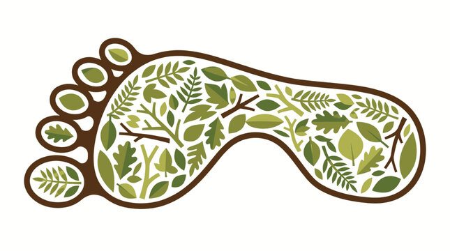 Green Footprint of Leaves and Branches Nature Symbol