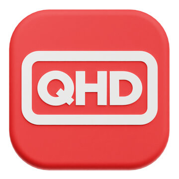 QHD Video Quality 3D Icon Isolated On The Transparent Background