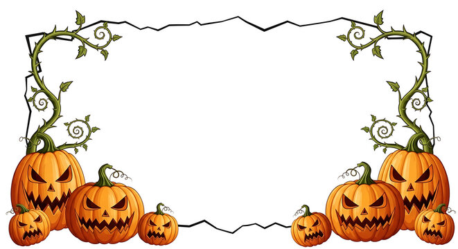Halloween jack o lanterns border frame