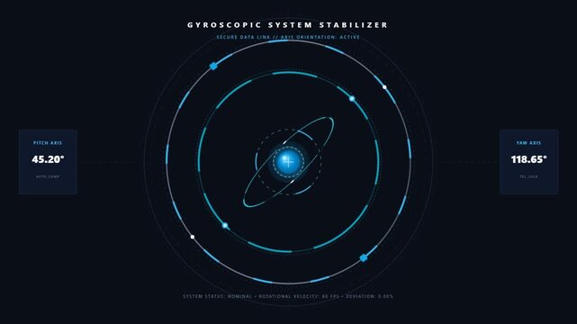 Futuristic Gyroscopic Stabilizer Interface HUD Digital Animation