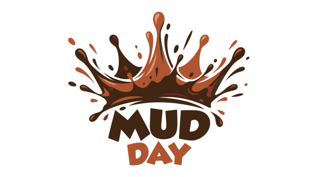A vibrant mud splash design for Mud Day celebrations with brown and orange hues