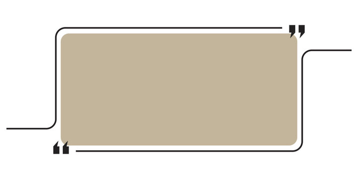 Modern cream quote box template with black thin line frame and quotation marks. Vector illustration