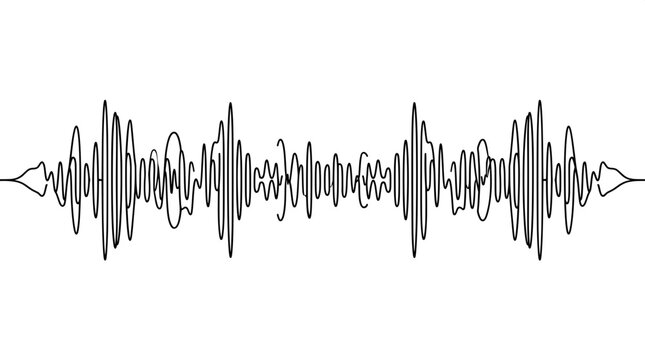 Single digital audio waveform graphic representing voice sound frequency and sound data analysis with waveform frequency technology visualization soundwave amplitude oscilloscope