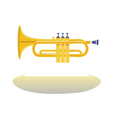Obraz premium Golden Trumpet Musical Instrument Flat Design