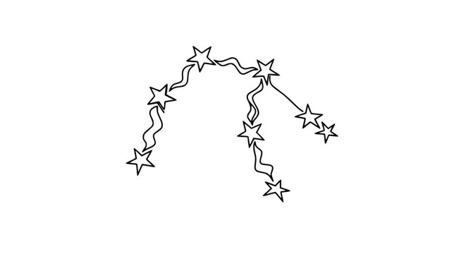 Aquarius Zodiac Constellation Drawing, Hand Drawn Stars, Astrology Symbol, White Background