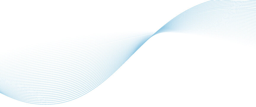 Abstract blue light flowing wave line pattern on white background. Horizontal glowing blue line symbol. Vector illustration.