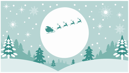 Santa claus with reindeer and fir trees vector illustration © Lovely