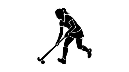 Fototapeta premium Woman Playing Field Hockey Silhouette
