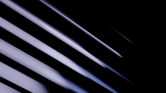 Abstract 3D blue geometric cylinders flowing in rhythmic diagonal repetition within a dark minimalist digital space featuring soft indigo glow and sleek cinematic shadows