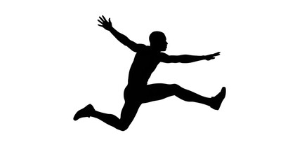 Fototapeta premium Man jumping in air, silhouette against white background