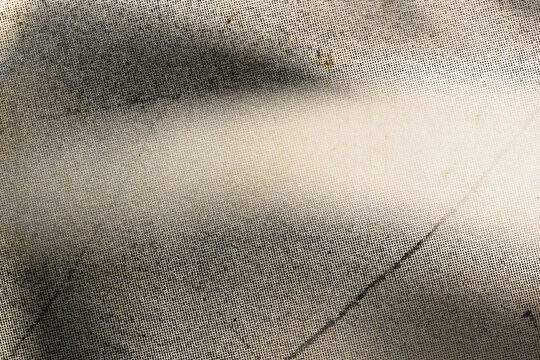 White wrinkled paper texture. Halftone pixelated manga background. Light beige neutral color dots bg. Grungy urban backdrop. Wide horizontal duotone banner.