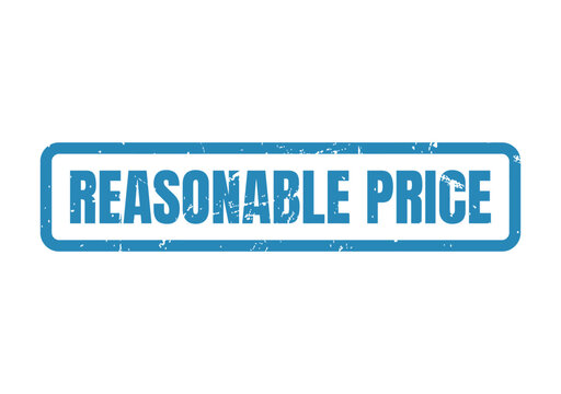 Official rubber stamp text reasonable price in blue for retail marketing and consumer sales promotion campaigns