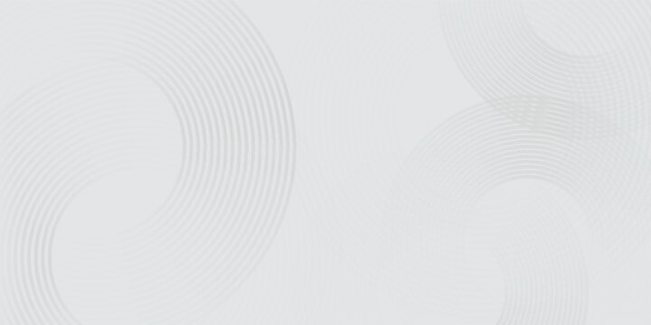 Garis geometri berpendar putih abstrak pada latar belakang abu-abu. Pola garis lingkaran modern. Minimal desain geometris. Konsep futuristik.