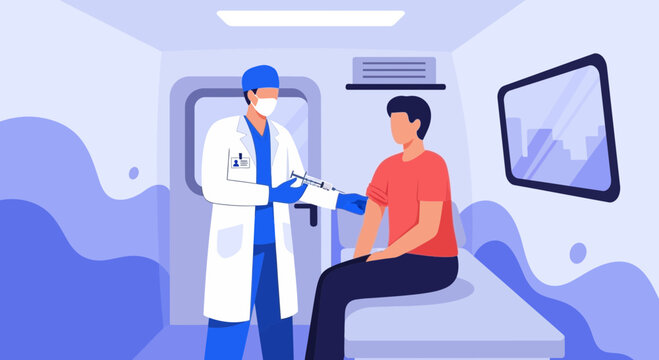 Medical Professional Administering Injection to Patient in a Clinical Setting for Healthcare