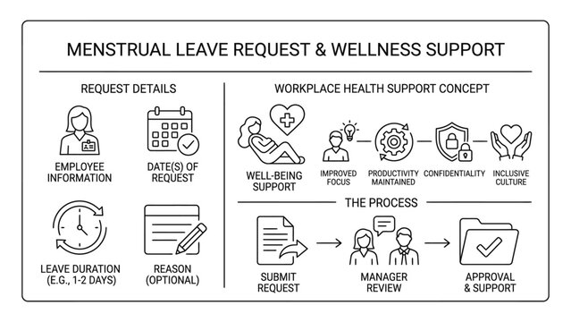 Menstrual leave request and wellness support concept.