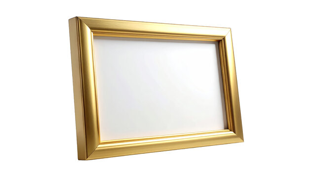 Blank elegant golden picture frame template mockup isolated on white background