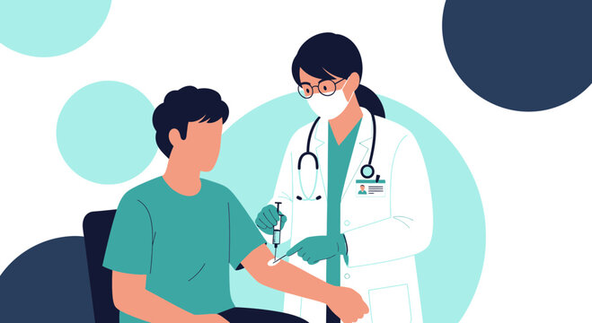 Medical Professional Administering Vaccine Shot to Patient in a Clinical Setting