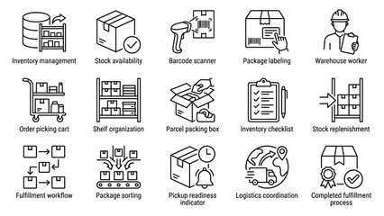 Fototapeta premium Logistics and supply chain management icons.