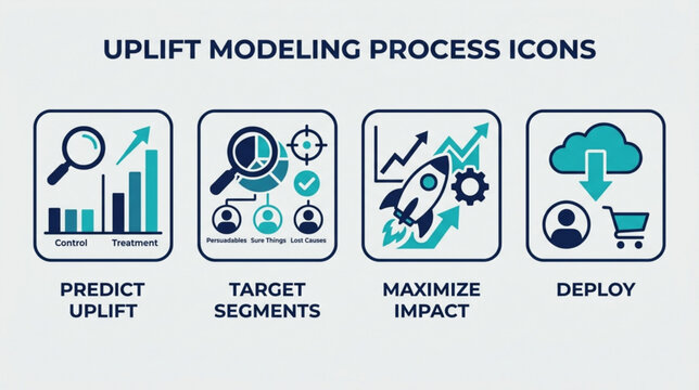 Business process icons for uplift modeling depicted in a Technology setting