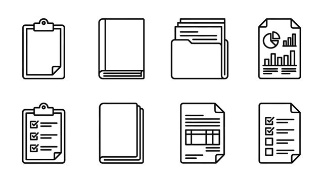 Collection of document icons and symbols.