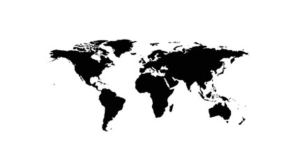 World map silhouette shows the global continents in a clean and simplified black graphic format. © Nevi