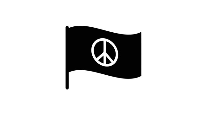 Flag featuring a peace symbol represents global harmony, non-violence, and the universal desire for tranquility in a clean, bold graphic style suitable for social messaging.