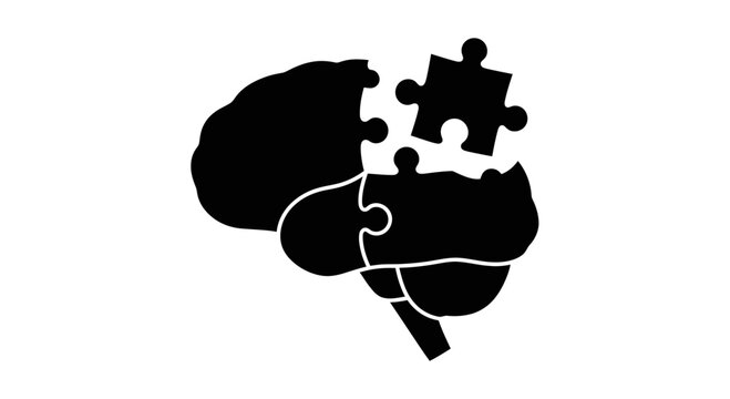 Brain puzzle piece signifies the complex process of cognitive development and mental problem solving.