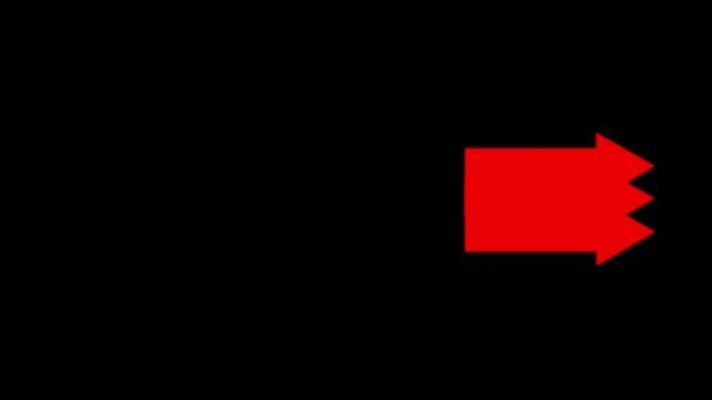 Arrow animation green screen, red color cartoon arrow pointing turn right on black background - 4K Stok video